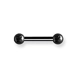 Solid Titanium BB 10G (2.6mm) 5/8 (15mm) Long w 6mm Titanium Balls Blac