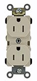 Leviton TBR15-T 15 Amp, 125 Volt, Narrow Body Duplex Receptacle, Straight Blade, Tamper Resistant, C
