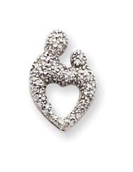 14k White Gold Heart Shaped .63ct. Dia. Mother & Child Pendant