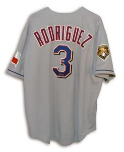 Alex Rodriguez Signed Texas Rangers Rawlings Grey Authentic Jersey w/ 100 Year AL Patch