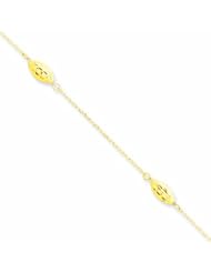 14k Polished Puffed Rice Bead Anklet