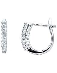 0.15Ct Round Diamond Hoop Earrings 14K Gold