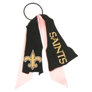 New Orleans Saints Pink Ribbon Ponytail Holder
