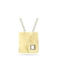 I. Reiss 14K Gold Square Shaped Pendant, Enhanced with Diamonds.