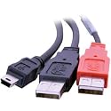 Cables To Go 28107 USB 2.0 Mini-B Male to 2 USB A Male Y-Cable (6 Feet, Black)