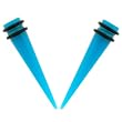 No Piercing Required - High Quality Blue Acrylic Fake Tapers - Imitation 0G with Rubber Bands - Very Strong Magnets - Sold as a Pair