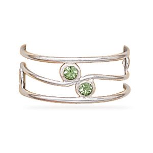 Polished Open Band Crystal Toe Ring