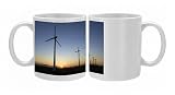 Row of wind turbines at sunset Photo Mugs