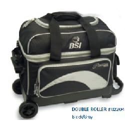 BSI Black 2 Ball Roller Bowling Bag Black/gray