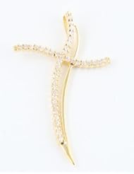 Gold Plated Cross Pendant with CZ Stones - Shiny Polished