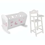 Rocking Wooden Dolls Cradle Cot Bed High Chair Toy