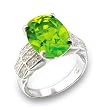 Women's Solitaire Peridot Cubic Zirconia Special Plating Ring, Size: 5-10 Sterling Silver .925