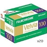 Fujifilm Fujichrome Velvia RVP 100 Color Slide Film ISO 100, 35mm Size, 36 Exposure, RVP100-36, 20 Pack, U.S.A, Transparency.