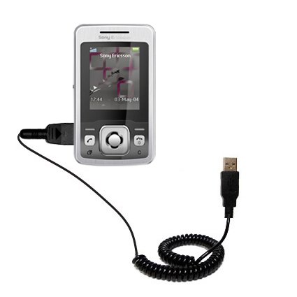 Coiled USB Cable for the Sony Ericsson T303 with Power Hot Sync and Charge capabilities - uses Gomadic TipExchange Technology