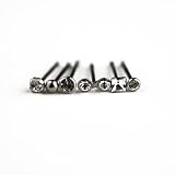7 Pack-22G Surgical Steel Nose Studs: 5 Clear Crystal Studs-1 Ball Stud-1 Retainer-Hinged Gift Box