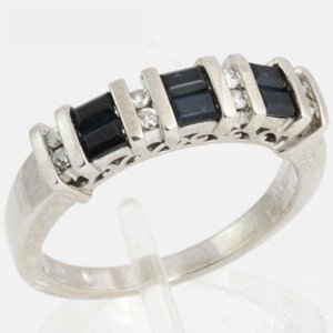 31Gaq4l8IfL 14K White Gold Sapphire Diamond Estate Ring