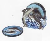 DOLPHIN 5 Piece Coaster Set w/ Coaster Holder *NEW*!