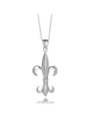 Bling Jewelry 925 Sterling Silver Fleur de Lis Pendant Necklace 16 Inches
