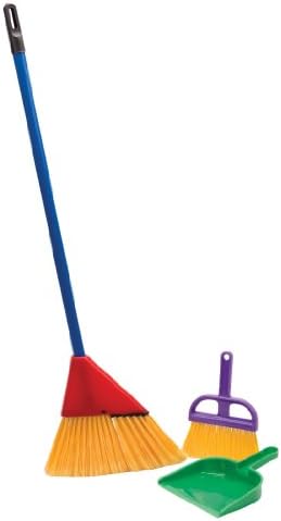 Schylling Children's Broom Set - Kids Pretend Play Cleaning Kit - Includes Broom, Dustpan, and Brush - Ages 3 and Up