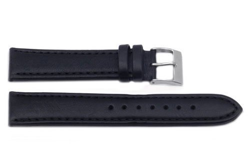 Hadley Roma Black 18mm Smooth Sport Leather Watch Band