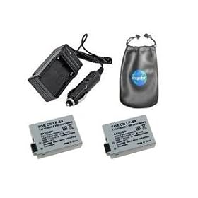 ValuePack (2 Count): Digital Replacement Battery PLUS Mini Battery Travel Charger for Specific Digital Camera and Camcorder Models / Compatible with CANON LP-E8 Charges with Intelligent Charge Technology - Includes Car Adapter, TWO Batteries and ONE Leatherette Camera / Lens Accessories Pouch