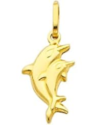 14K Yellow Gold Dolphin Charm Pendant