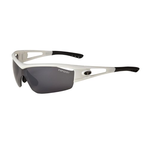 Tifosi Logic Sport Sunglasses,Pearl White Frame/Smoke/Ac Red/Clear Lens,one size