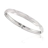 Sterling Silver X Pattern Diamond-cut Flex Bangle