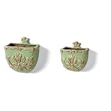 Buy Foreside 70418 Midnight Garden Half Round Planter, Sea Foam, Set of 2 by Foreside