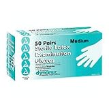 Sterile Latex Examination Gloves Medium, By Dynarex - 50 Pairs