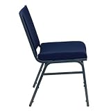 Hercules Series Heavy Duty 3'' Thickly Padded Stack Chair Quantity: Set of 20, Upholstery: Navy Patterned Fabric, Arms: No