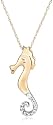 14k White or Yellow Gold Diamond Sea Horse Pendant (.05 cttw, G-H Color, I1 Clarity), 18"