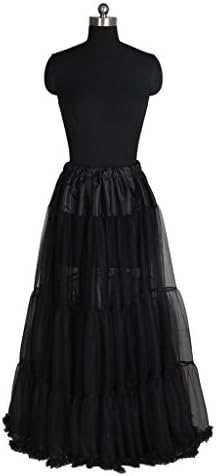 Voguevers Women's Soft Tulle A-line Long Wedding Petticoat Skirt Black
