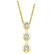 3 Diamond Pendant 0.12 ct. Bezel Set in 10K Yellow Gold with Chain