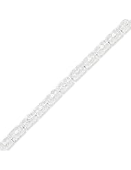 Sterling Silver 7 Inch Solid Polished Fancy CZ Bracelet - 7 Inch