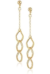 14k Yellow Gold Italian Triple-Link Drop Earrings