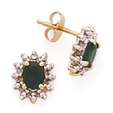 10k Gold, Diamond & Emerald Post Earrings (0.72ctw)