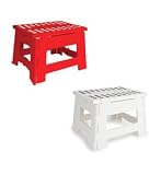 Kikkerland Rhino Easy Fold Step Stool, Short, Red