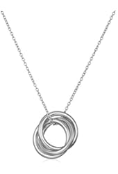 Sterling Silver Interlocking Three Ring Pendant Necklace, 18"