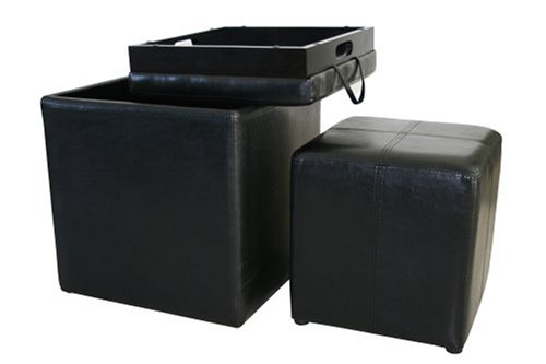 Global Distinctions Buy-One-Get-One-Free Ottoman Set, Black
