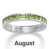 PalmBeach Jewelry Birthstone Sterling Silver Eternity Band- August- Simulated Peridot