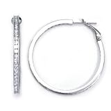 Sterling Silver Cubic Zirconia 40MM Eternity Channel Set CZ Hoop Earrings