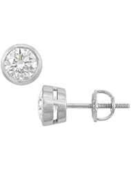14K White Gold Bezel-Set Round Diamond Stud Earrings 1.50 CT. TW.