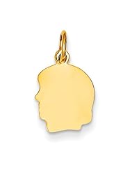 14k Plain Small .018 Gauge Facing Left Engravable Girl Head Charm Cyber Monday Special