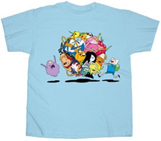 Adventure Time Group Roll Mens Light Blue T-Shirt | XL