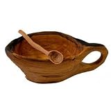 Reclaimed Olive Wood Salt Pot and Spoon - Kenya