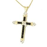 9ct Gold Sapphire And Diamond Cross Pendant, 18" Chain