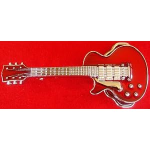 Guitar Belt Buckle Red Enamel