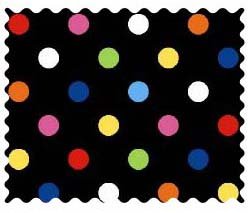 SheetWorld Primary Colorful Dots Black Woven Fabric - By The Yard