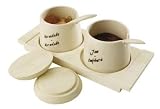 T&G giftworks range preserve pots with lids, cream ceramic pots and spoons on tray (gift boxed).10635.